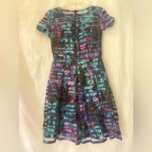 Tahari ASL Levine Blue Striped Floral Illusion